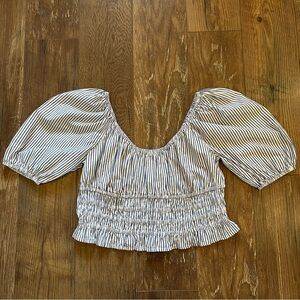 American Eagle Cropped Striped Blouse Medium